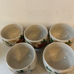 九谷焼　湯呑み茶碗　6客セット　ヴィンテージ レトロ茶器　湯呑み　花の画像