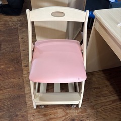 学習机･椅子2点セット💗少し早めの小学生準備に🎒✨️椅子キャスター付き🛞ピンク🎀木目調イス机システムデスクピンク•クリーム色の画像