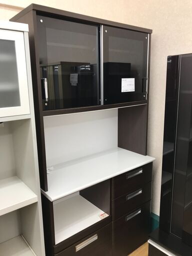 ★リユースのサカイ春日部店★KJ11754  食器棚 ダークブラウン H200×W105×D48 クリーニング済み