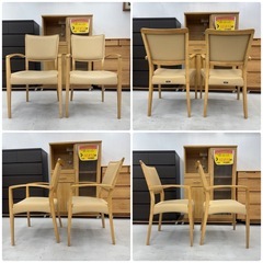 【超美品‼️】高級♪ カリモク ダイニングチェア 2脚セット コントラクト 木製ライトブラウン♪の画像