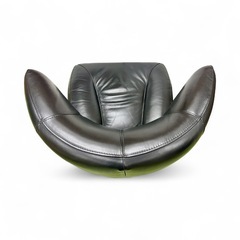 【IDC大塚家具】Domicil ドミシール 黒総革 アームチェア 1人掛けソファ DM-KOD9011 ケン・オクヤマの画像