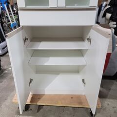 ニトリ 食器棚 キャビネット ホワイト 高1750×奥600×幅410mm 25i菊NSの画像