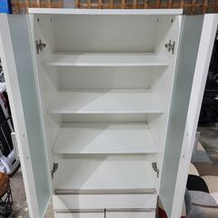 ニトリ 食器棚 キャビネット ホワイト 高1750×奥600×幅410mm 25i菊NSの画像