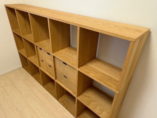 【状態良好】〈無印良品〉スタッキングシェルフ　3×5段（引き出し付）