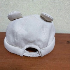 ♡美品♡ クマ耳付き ホワイト ベビー帽子 46cmの画像