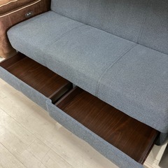 2人掛けソファー　引き出し付き　グレー　【トレファク堺福田店】の画像