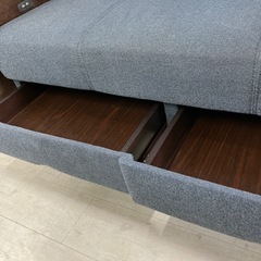 2人掛けソファー　引き出し付き　グレー　【トレファク堺福田店】の画像
