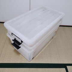 【無料0円】引取限定 中古 クリア 収納ケース 収納ボックス 衣装ケース プラ収納 キャスター付き 3種セットの画像