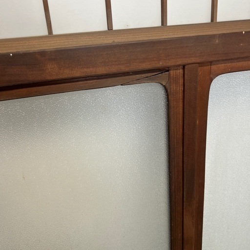【リユース☆エコちょっぷ】リノベ　アンティーク　欄間付き　和　引戸　すりガラス　木製工芸