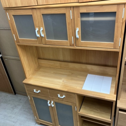 MOMO naturalレンジボード　上棚付き　8枚扉　1段　木製【トレファク堺福田店】