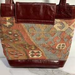 I 2509-253　 kilim ARTS オールドキリム×レザートート  キズ 汚れありの画像
