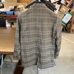 K2509-171 W closet テーラード ジャケット ダブル チェック柄 ブラウン系 レディース サイズ表記なし ほつれ毛玉有りの画像
