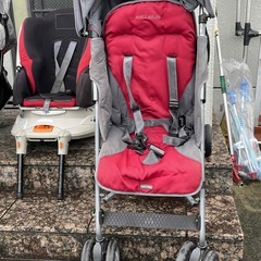 【引取限定】二人用ベビーカー　チャイルドシート　一人ベビーカー　３点セットの画像