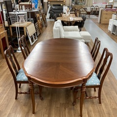 ジモティー限定価格！S724 ⭐輸入家具 エクステンションダイニング５点セット 幅113/150/188cm USEDの画像
