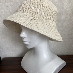 通気性有り涼しい♪オシャレ模様日除け帽子 バケットハット ハンドメイドかぎ針編みの画像