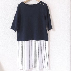膝丈ワンピース ★ストライプ 柄  Mサイズ　いつでもお渡し可能です⭕️ 　の画像