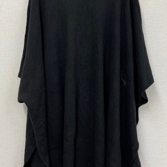 M【中古品】Hanna Delicc カーディガン ポンチョ型 ブラック  レディース ロングカーディガン アシンメトリーの画像