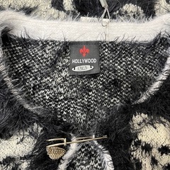 M【未使用品】HOLLYWOOタグ付き スカル ニット カーディガン ロングカーディガン 黒 ドクロ 髑髏 の画像