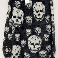 M【未使用品】HOLLYWOOタグ付き スカル ニット カーディガン ロングカーディガン 黒 ドクロ 髑髏 の画像