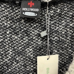 M【未使用品】HOLLYWOOD タグ付き シャギーニット ロング カーディガン 黒 スカル ドクロ 髑髏の画像
