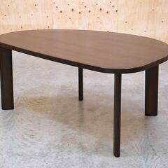 ≪zyt2440ジ≫ 変形ダイニングテーブル 幅160cm 奥行100cm 左右非対称 ブランド不明 おしゃれ/丸/三角/4人用/5人用/中古家具/宮城県仙台市 70911-03の画像