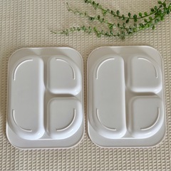 お子様ランチプレート　子ども用食器　ピンク系2枚セット　プラスチック　おまけ付の画像
