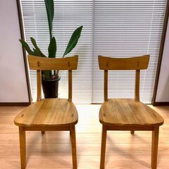 【京都市内送料無料】ナチュラル木製チェア 2脚セット／ダイニング・カフェ風・おしゃれ家具の画像