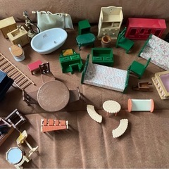 初期 赤い屋根の大きなお家 シルバニア 家 家具 小物セットの画像