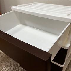 衣類収納ケース 3段 美品 ホワイト/ブラウンの画像