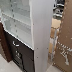 リユースのサカイ栃木店★ジモティ割あり★  食器棚 ホワイト×ブラック W60×D32×H120 クリーニング済み TC10689の画像