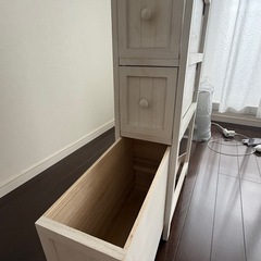 スリム棚　木製　白の画像