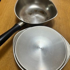 ステンレス製 片手鍋 フライパン 蓋付きの画像
