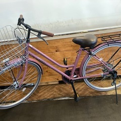 【チェーン新品！ LEDオートライト】6段変速　26インチ自転車　ペールピンクの画像