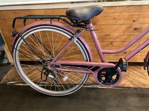 【チェーン新品！ LEDオートライト】6段変速　26インチ自転車　ペールピンク