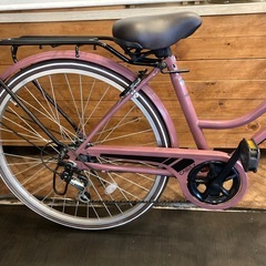 【チェーン新品！ LEDオートライト】6段変速　26インチ自転車　ペールピンクの画像