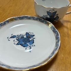カップ＆ソーサー ティーカップ コーヒーカップ 金彩 花柄 ブルー系の画像