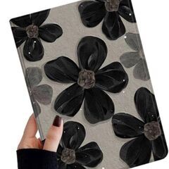 iPad mini7 ケース 花柄 黒 おしゃれ 韓国系の画像