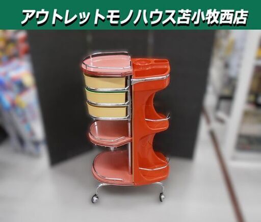 レトロ バーバー ワゴン 理容 美容 多機能 収納カート 古道具 キャスター 昭和レトロ カートワゴン 美容室 理髪店 アンティーク 収納ワゴン 当時
