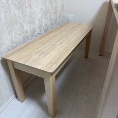 美品】ナチュラルダイニングテーブル＆チェア3点セット（椅子2＋ベンチ1） の画像