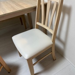 美品】ナチュラルダイニングテーブル＆チェア3点セット（椅子2＋ベンチ1） の画像