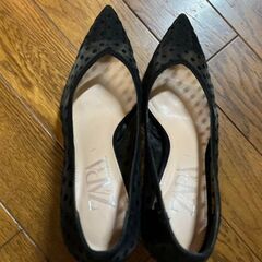 【ZARA 】【ザラ】メッシュドット柄　ハイヒール　パンプス　ブラックの画像