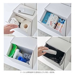 山崎実業（Yamazaki） トイレットペーパーホルダートトレ 一&収納ケース ホワイト 約 W20.5XD12.5~23.5XH54.5cm タワーフラップ式 小物 収納ゴミ箱 5473の画像
