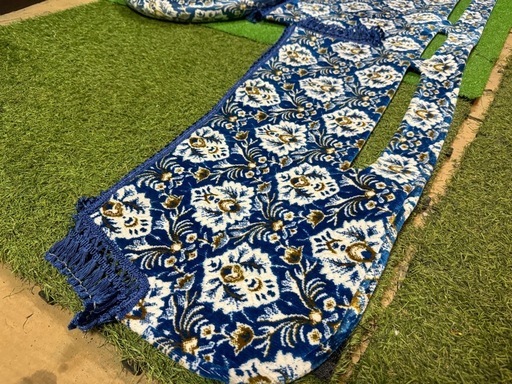 PMエルフ用 新格子 縦柄 ハンドルカバー ダッシュマット 2点セット　ブルー