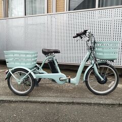 【美品】BRIDGESTONE ブリヂストン 電動アシスト三輪自転車 RAKUTTO Wagon フロンティア ラクットワゴン P.Xミスティミント B400バッテリー 14.3Ah相当 3段変速 ブリジストンの画像