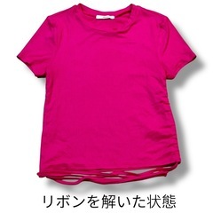 【shasa】リブTシャツ L ピンク 半袖トップス 平成 y2kギャルアメカジの画像