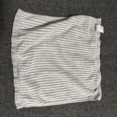 青白縞模様タオルハンカチ　数回使用　中古　縦横約25cmの画像