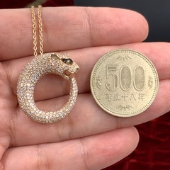 K18PG パンサー　ネックレス　ダイヤ 1.87ct 10.6g 約60cm アジャスターの画像