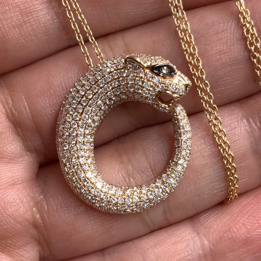 K18PG パンサー　ネックレス　ダイヤ 1.87ct 10.6g 約60cm アジャスター