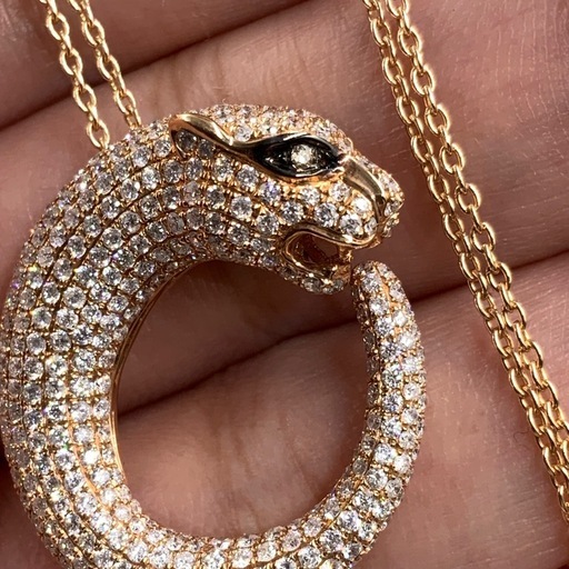 K18PG パンサー　ネックレス　ダイヤ 1.87ct 10.6g 約60cm アジャスター