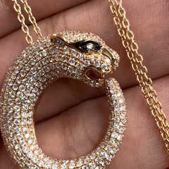 K18PG パンサー　ネックレス　ダイヤ 1.87ct 10.6g 約60cm アジャスターの画像